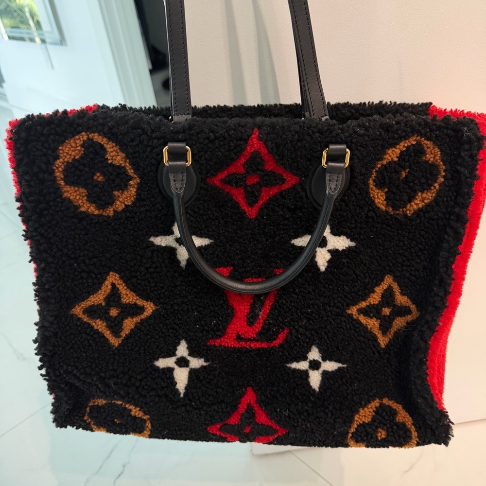 Louis Vuitton Black and Red Wool Tote